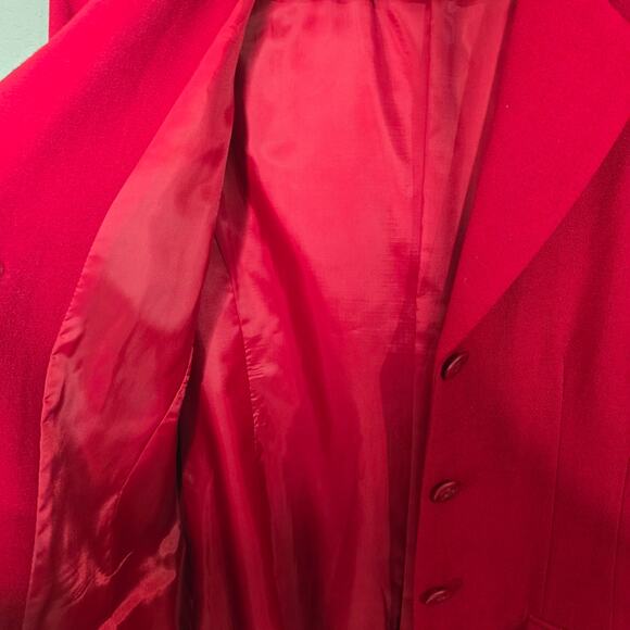 NORTON MCNAUGHTON Womens Sz 8 Red Vintage Button Blazer 100% Pure New Wool Lined - Picture 6 of 9